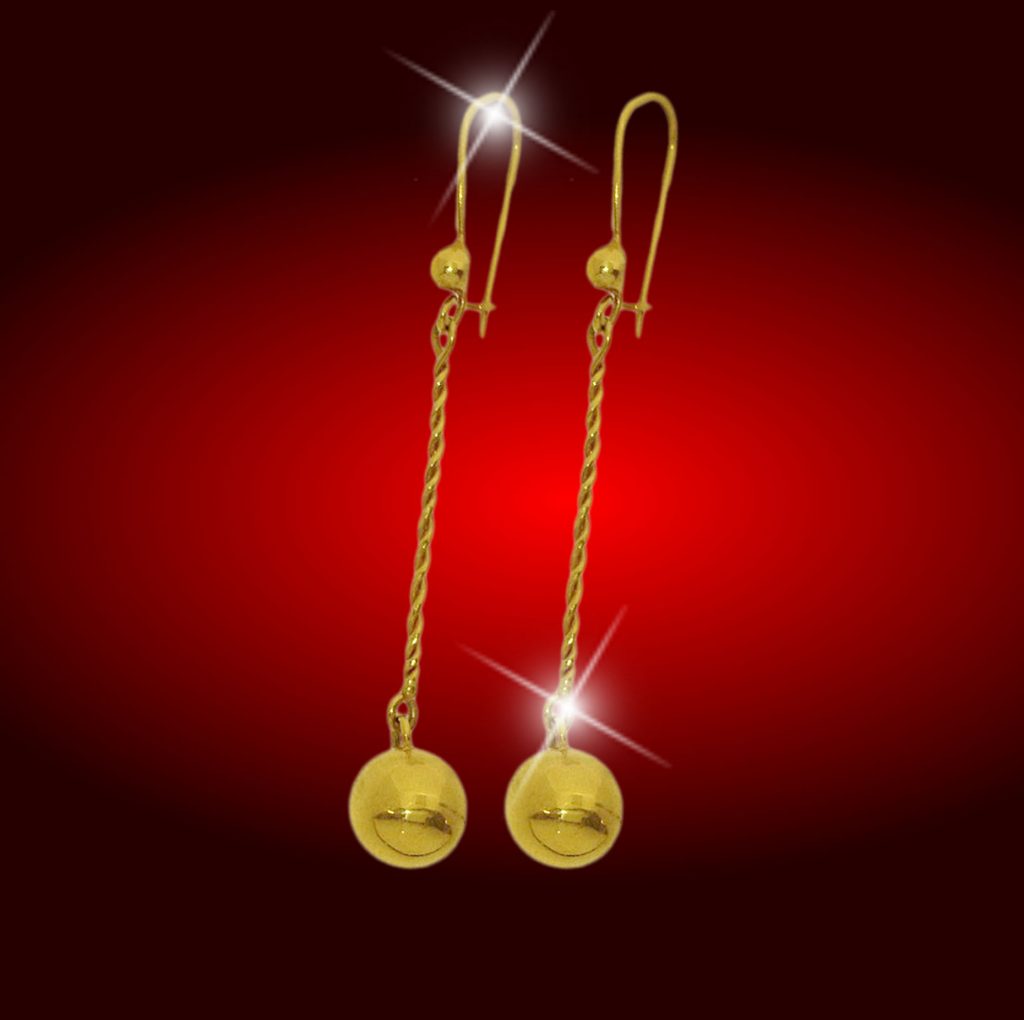 Trinidad Fancy Extra Long Hanging Ball Earring 3 Sizes Palm Jewelry