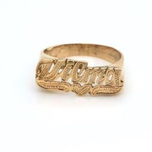Kids Gold Name Ring With Heart