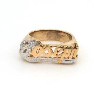 Kids Gold and White Gold Name Ring