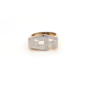 Mens Gold and White Gold Two Initial Ring Block Letter