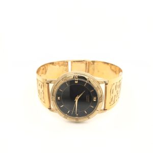 Men Panama Raised Letter + Panther Full Gold Watch Round Shape